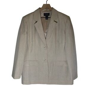 Laura Scott Woman Beige Linen Blend Blazer 16W Workwear Sophisticated Casual